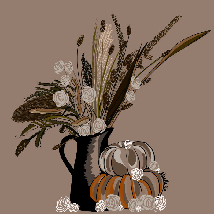 Arrangement floral de récolte d&#39;automne