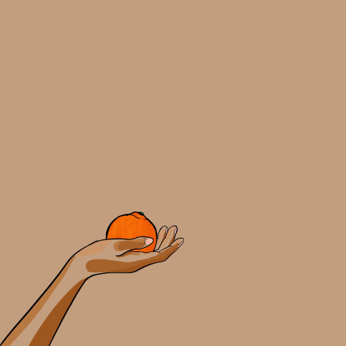 Hand holding Orange line and color art
