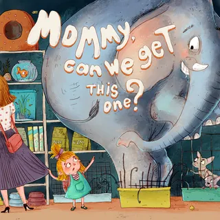 The cover of a children's book titled "Mommy, Can We Get This One?"