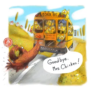 Illustration from Turkey Goes to School with Turkey in class