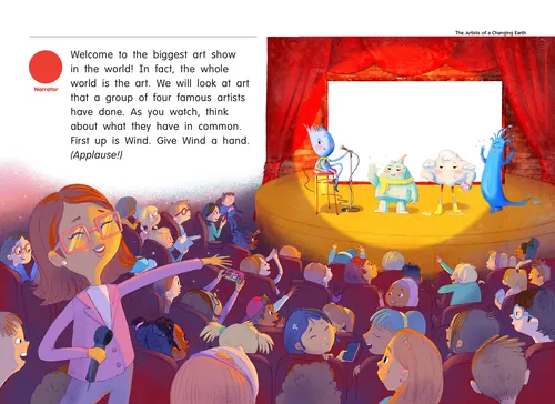 Children excitedly watching and clapping for a colorful puppet show.