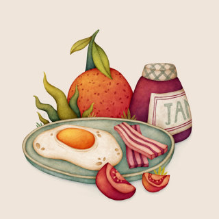 Healthy breakfast art by Olga svart