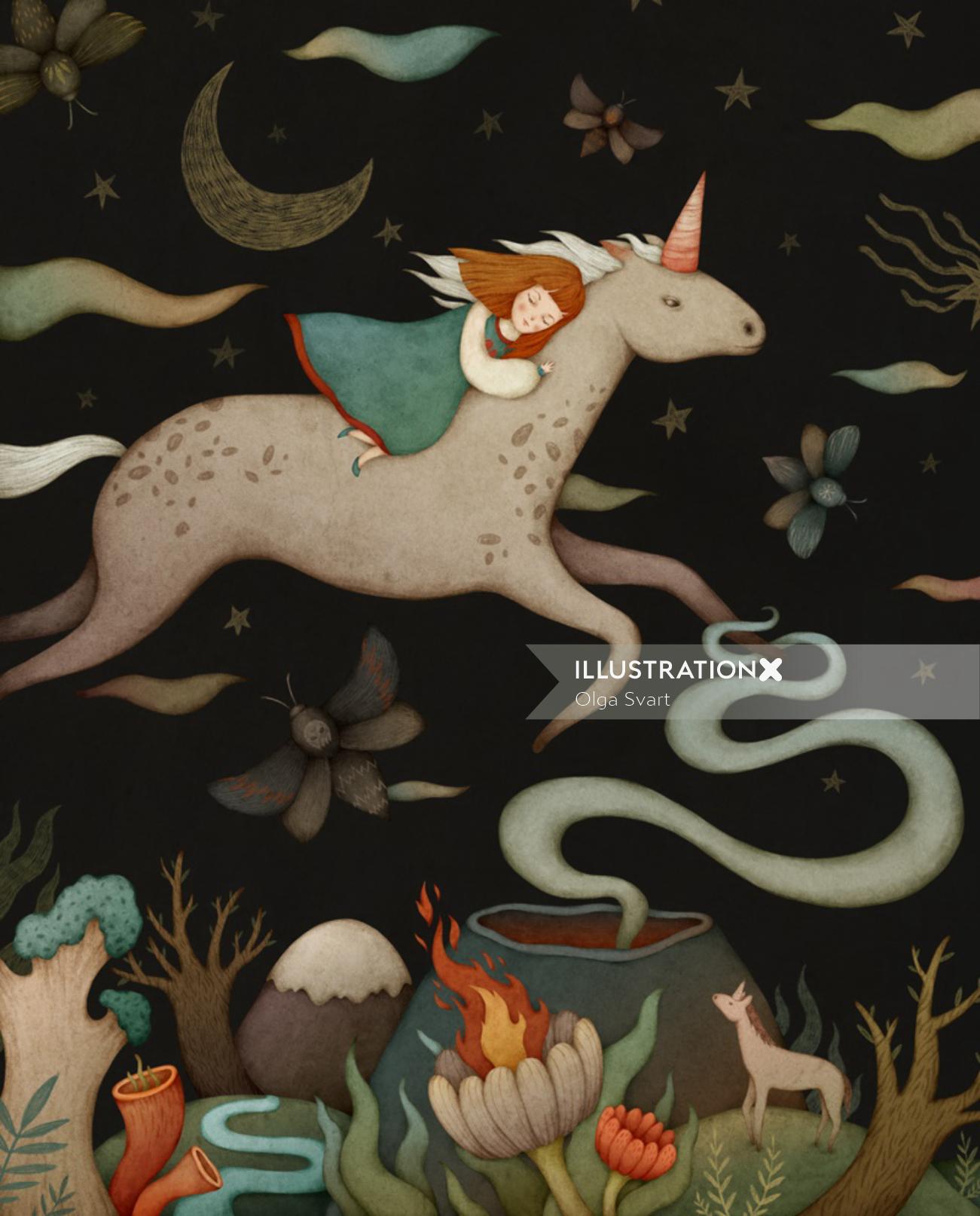 Illustration of unicorn dreams