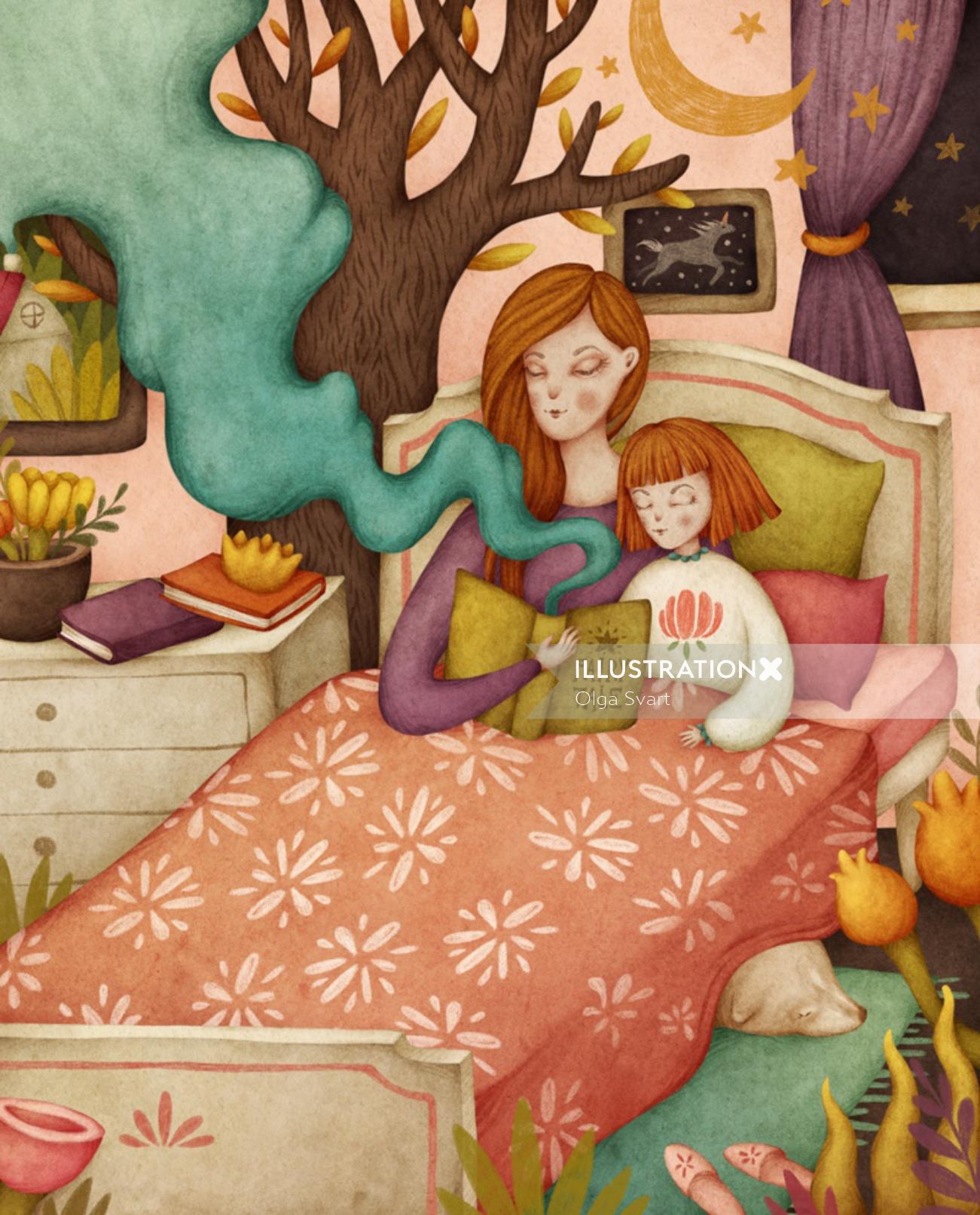 Bed time stories illustration