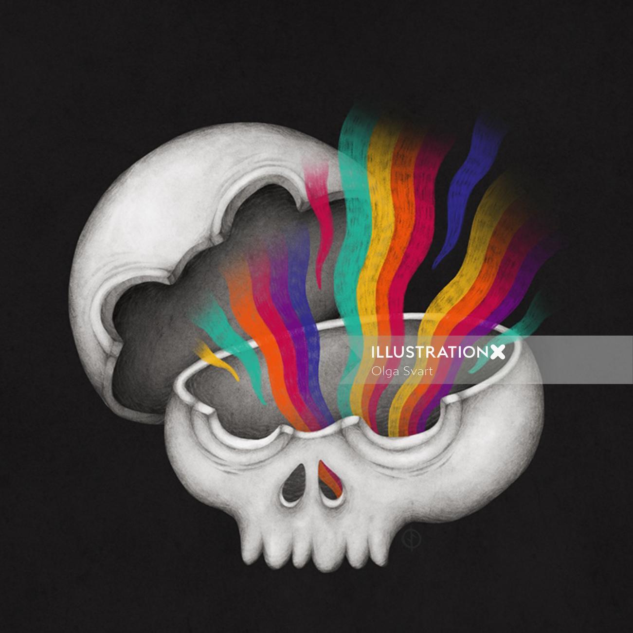 Skull radiation art work