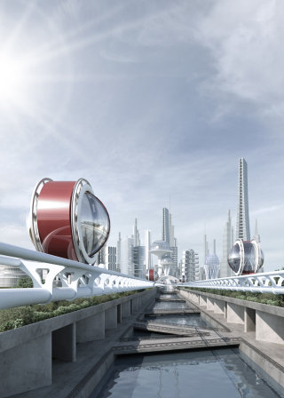 Diseño de viajes futuristas 3D/CGI.