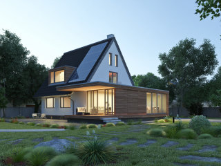 Arquitectura de casa individual 3D / CGI