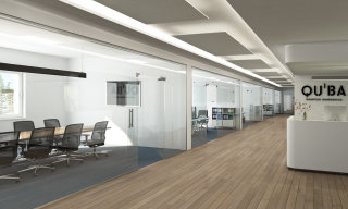 Design de escritório com vários compartimentos 3D / CGI