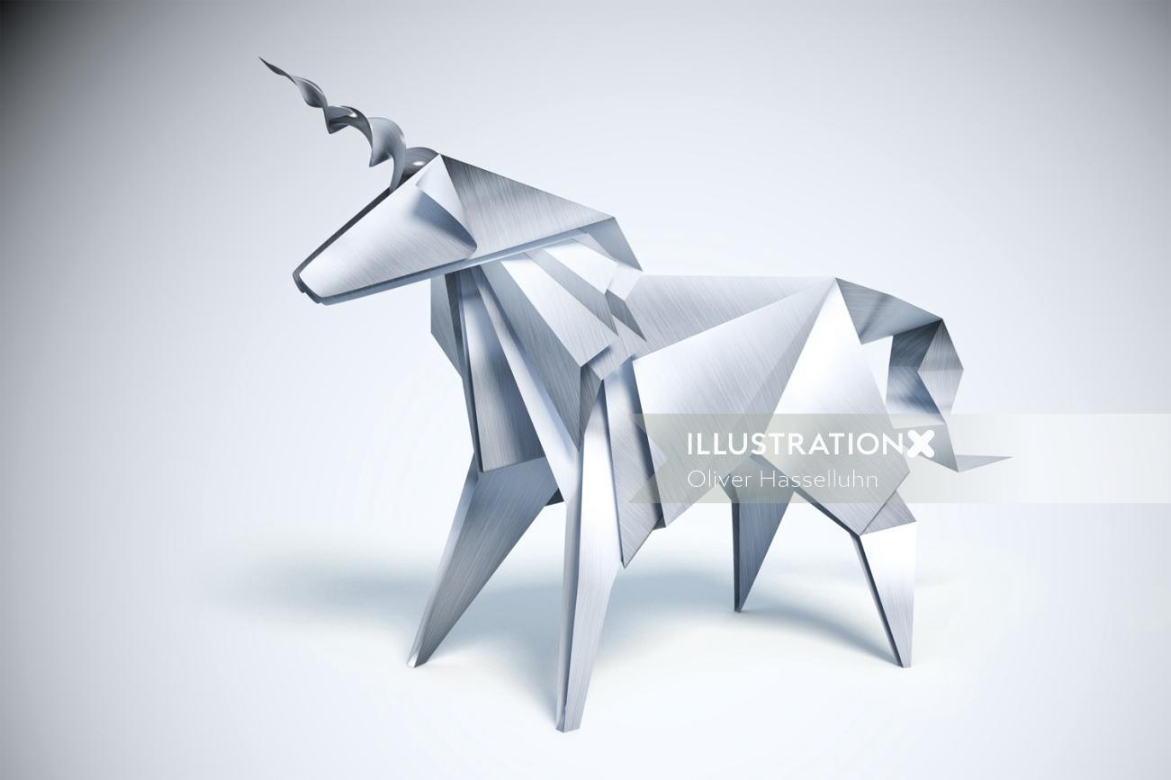 3D / CGI metallic horse