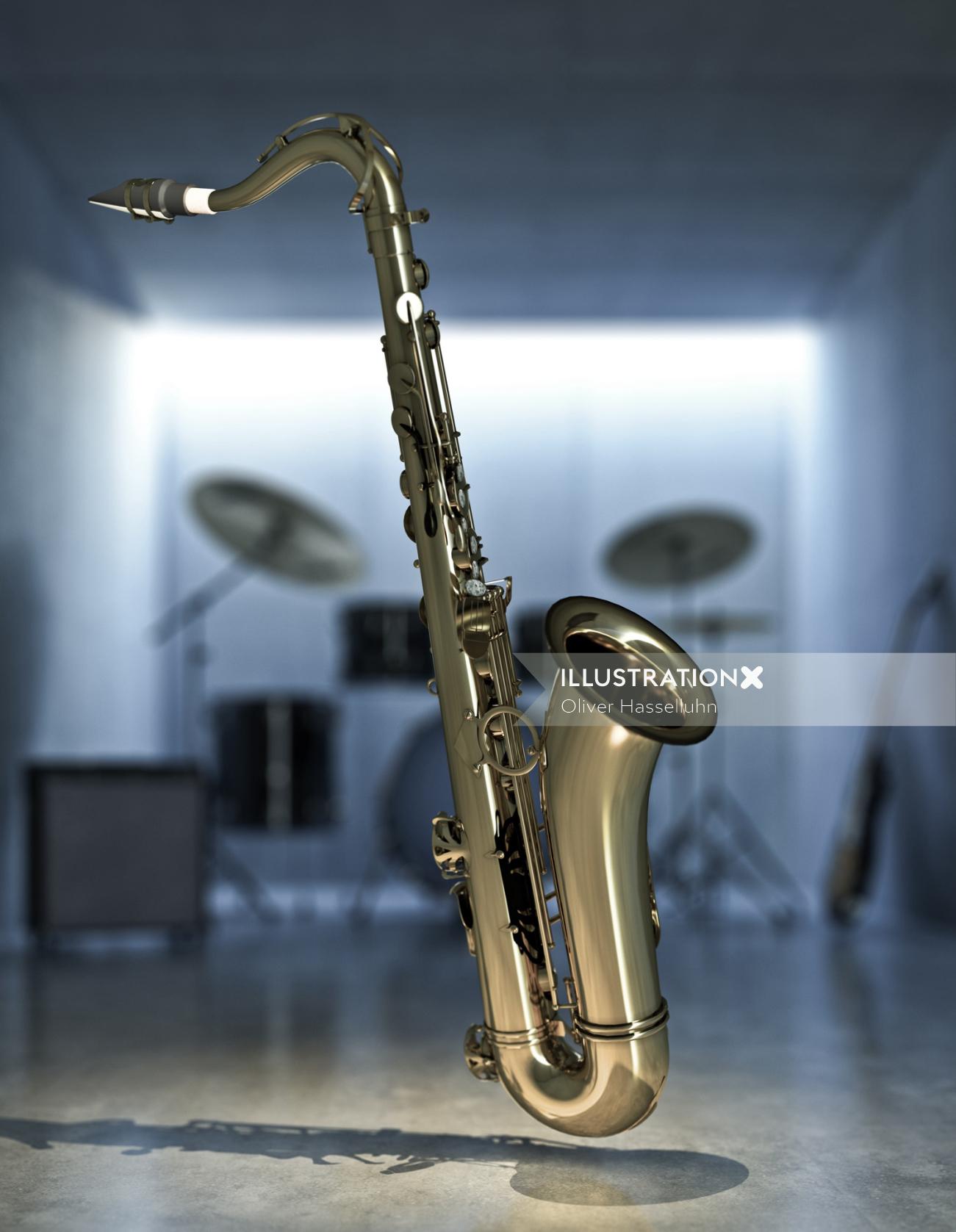 3d / CGI saxophone