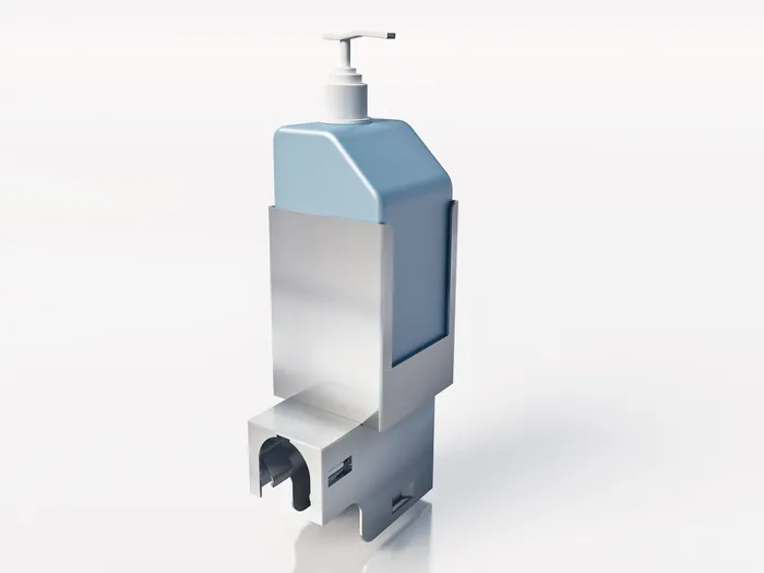 Wall-mounted hand sanitizer dispenser with pump mechanism