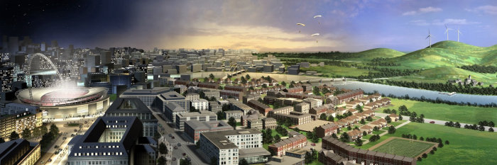 Stadtlandschaft aerial view illustration 