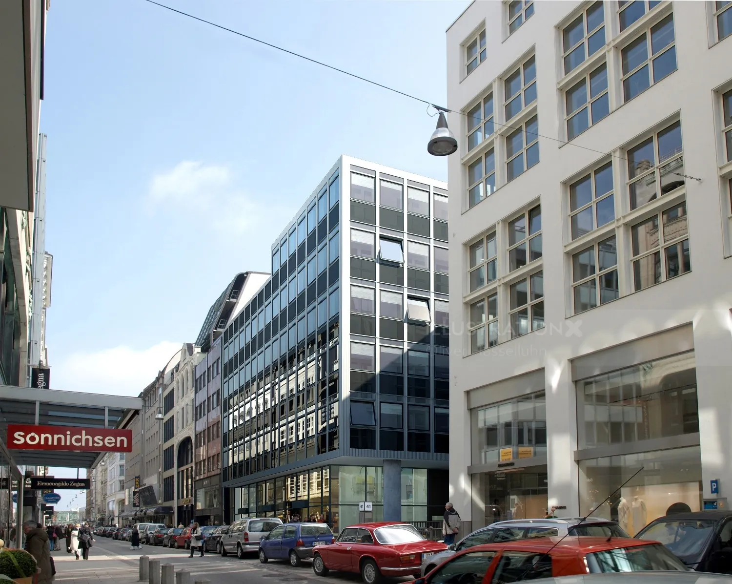 Conception architecturale de la rue Bürogebäude 