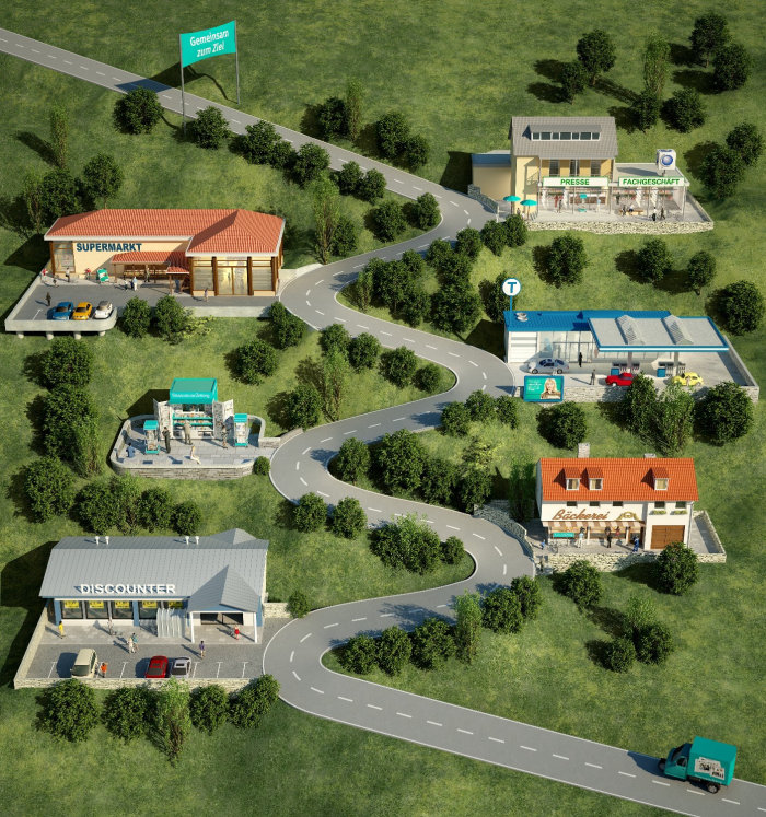 3D map illustration of SZ Gewinnspiel