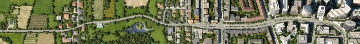 3d / CGI top view of houses and street