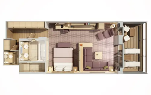 Top-down view of modern studio apartment layout by Oliver Hasselluhn