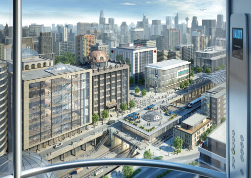 Vue de dessus 3D / CGI du bâtiment de la ville