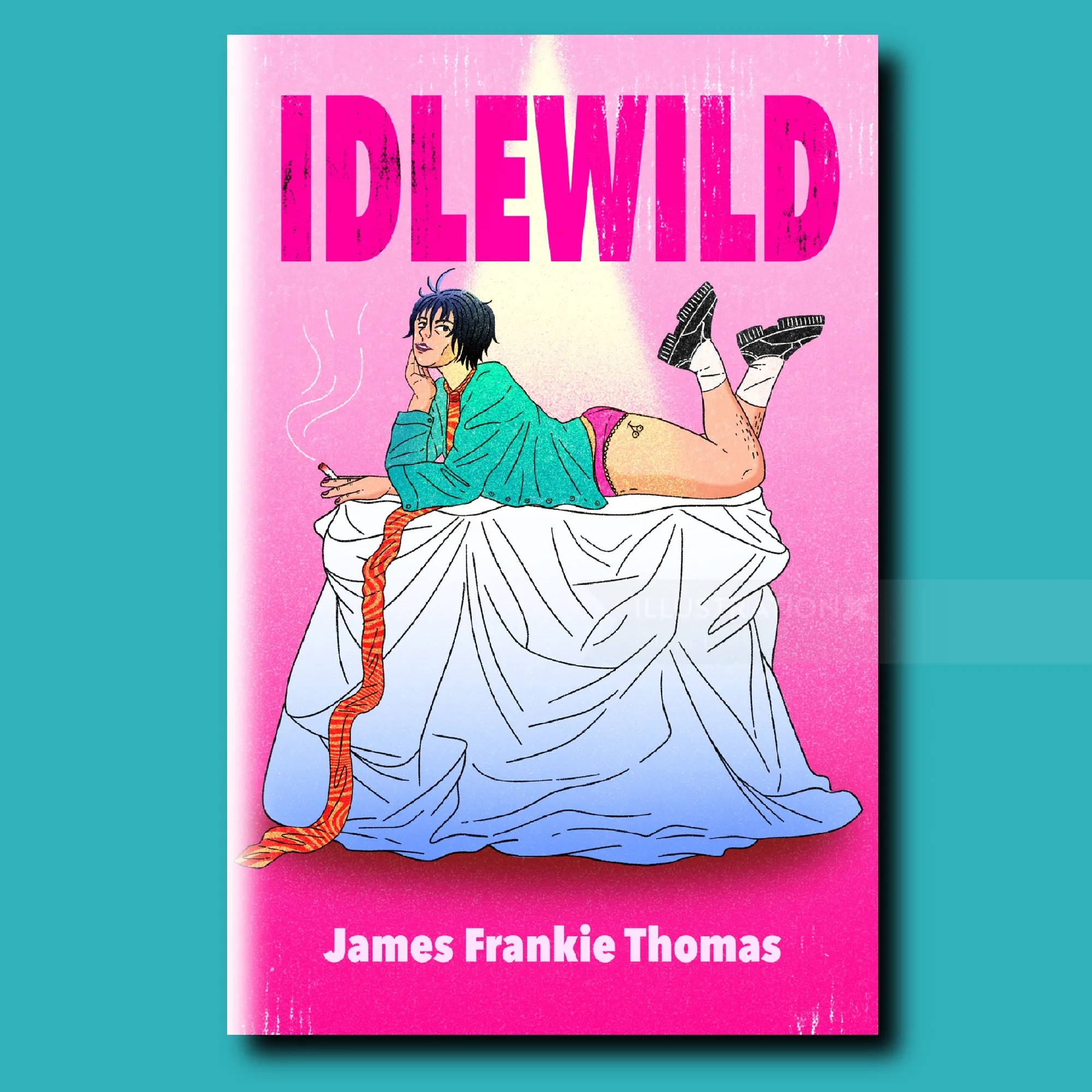 Idlewild book cover with person lying on draped surface by Oliver Li