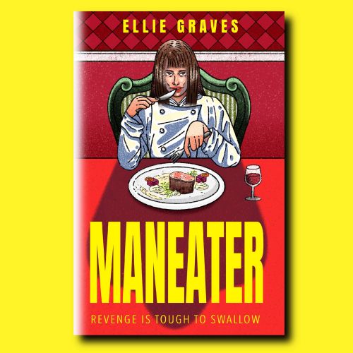 Man Eater cover illustration by Oliver Li, featuring a woman at dinner