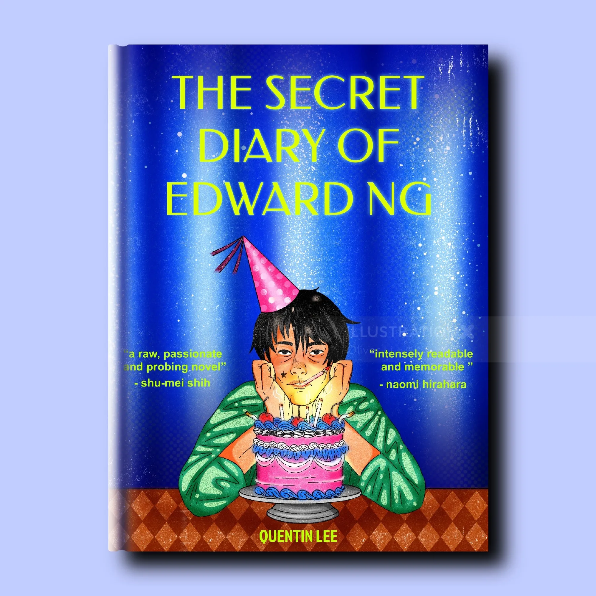 올리버 리의 작품으로, 에드워드 응이 생일 케이크 앞에서 촛불을 깨물고 있는 모습을 묘사하고 있다.