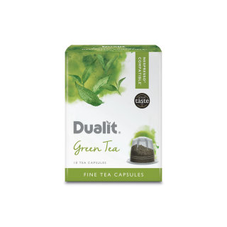 Ilustração da embalagem de chá verde Dualit