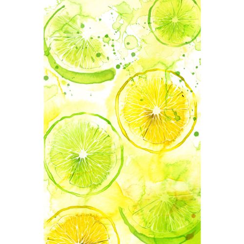 Lemons and lime slices with watercolor background