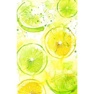 Limões e fatias de limão com fundo aquarela