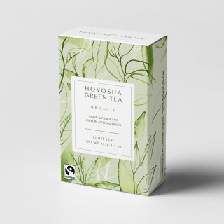 緑茶の箱のパッケージの水彩画
