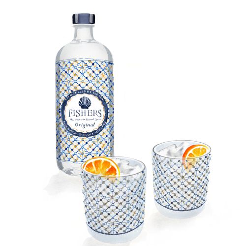 Packaging design of Fishers gin bottle