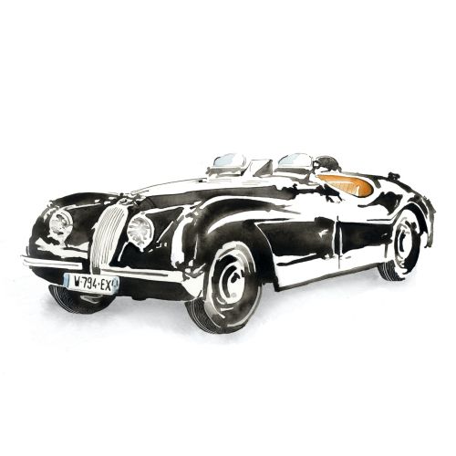 Vintage Jaguar car artwork