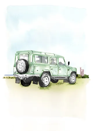 Line and color design of Land Rover defender