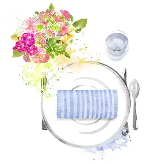 Watercolor place setting for dinner