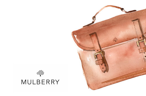Watercolour art of Mulberry Handbag