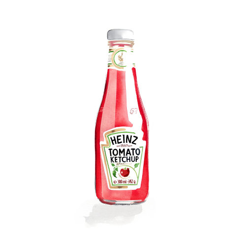 Heinz tomato ketchup packaging illustration