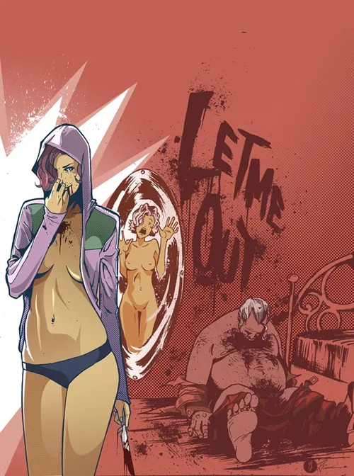 Psychological illustration with mirror and distressed human forms