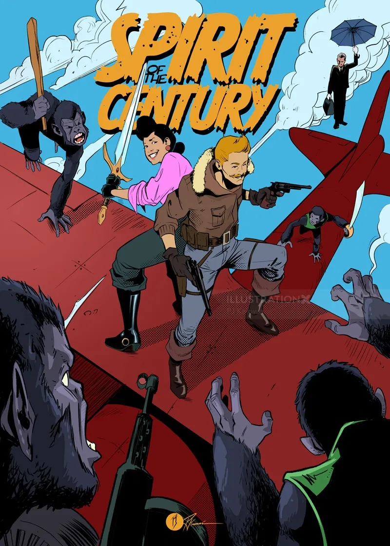 Action-packed comic scene from Spirit of the Century by PJ Kaiowa