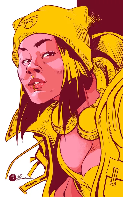 Portrait illustré d'une femme en jaune par PJ Kaiowa