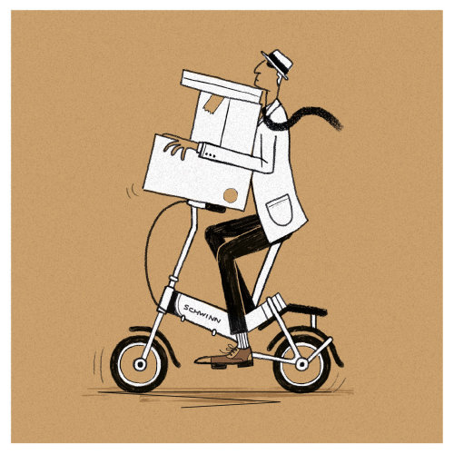 Package delivery on bicycle
