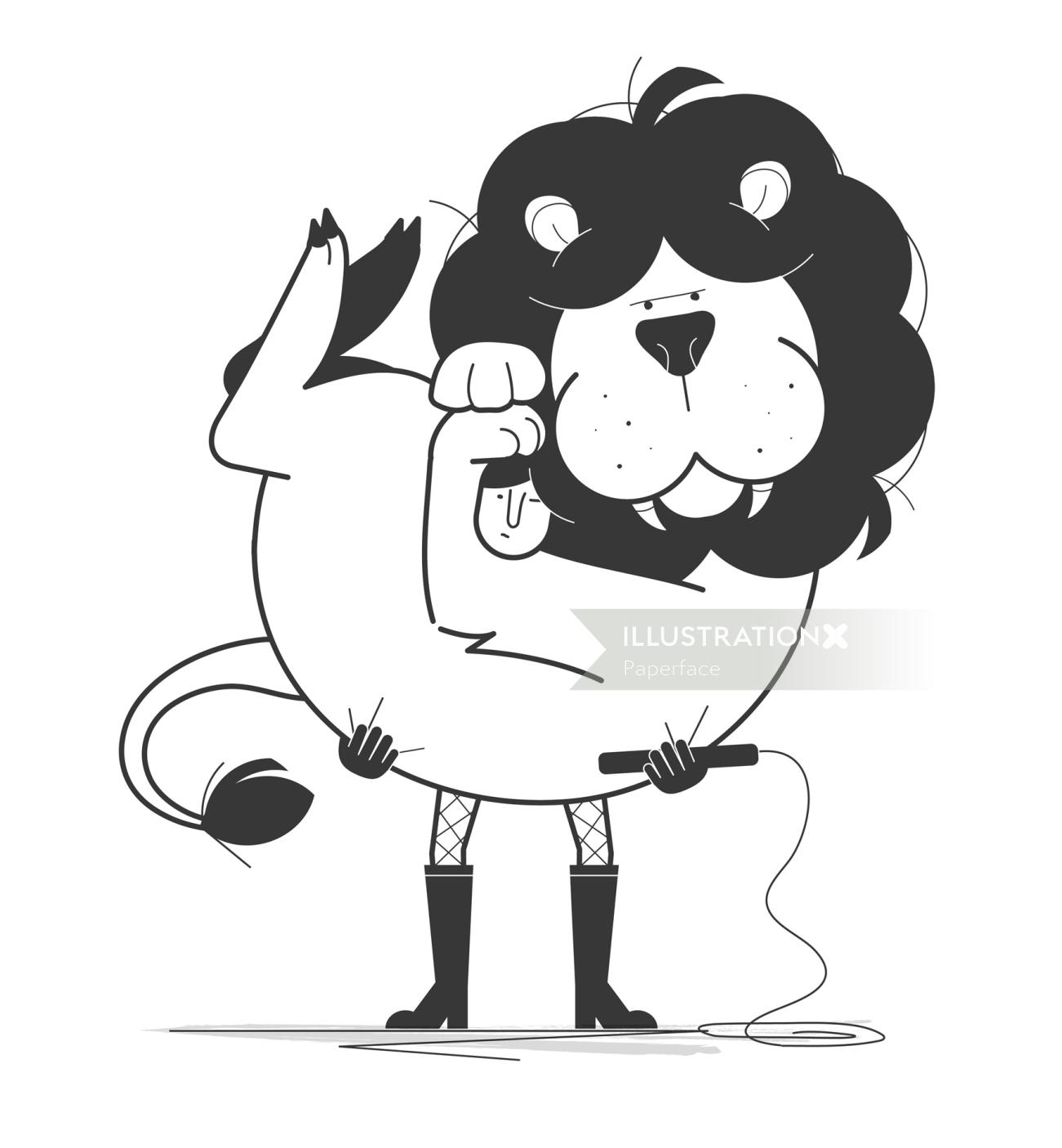 Comic illustration of lion 