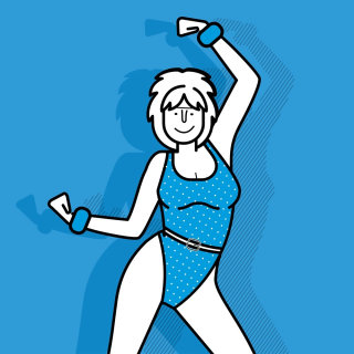 Animação de mulher fazendo ginástica

