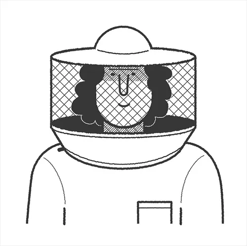 Line portrait of Ollie the Beekeeper