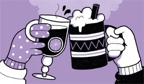 Vector art of comforting drinks perfect for wintry nights