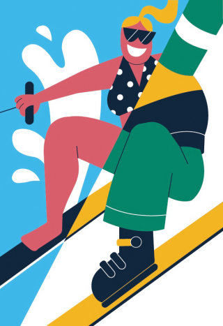 Ilustração vetorial de esqui