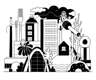 Black and white design of Sheffield skyline