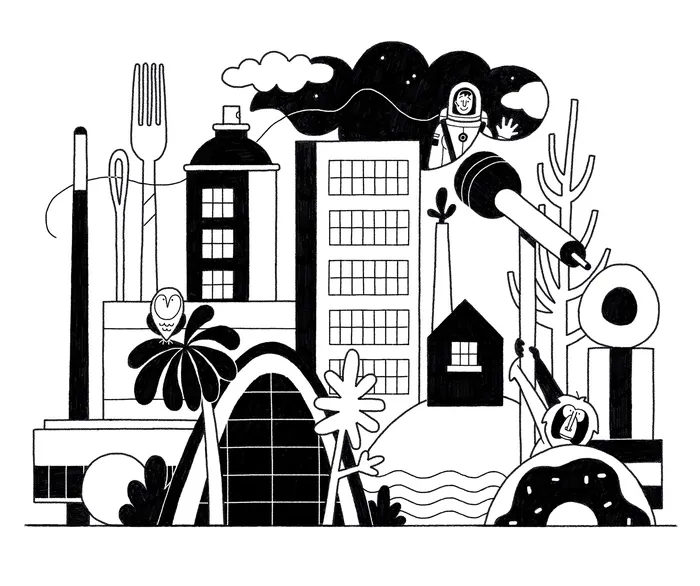 Black and white design of Sheffield skyline