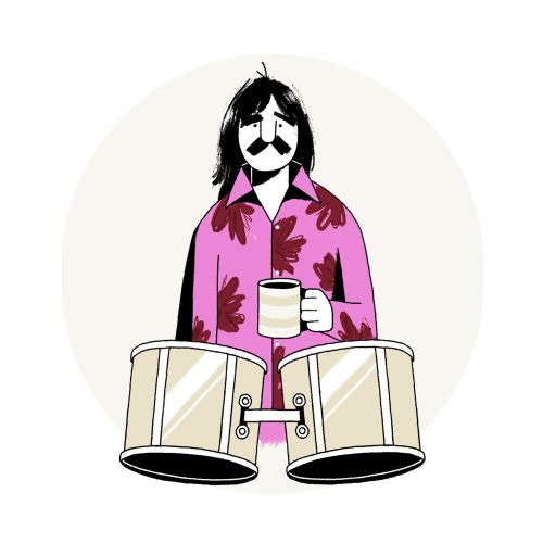 Line and color portrait of musician Ringo Starr