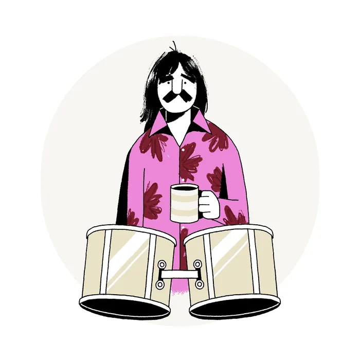 Line and color portrait of musician Ringo Starr