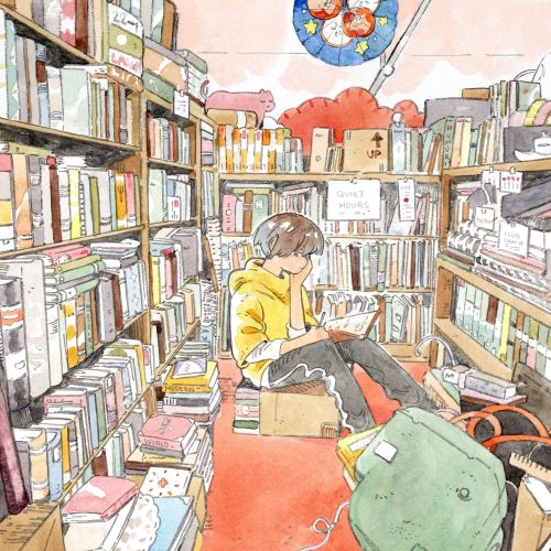 Comfortable reading space with armchair and bookshelf