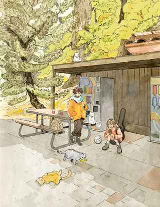 Cat camp art print by parakid