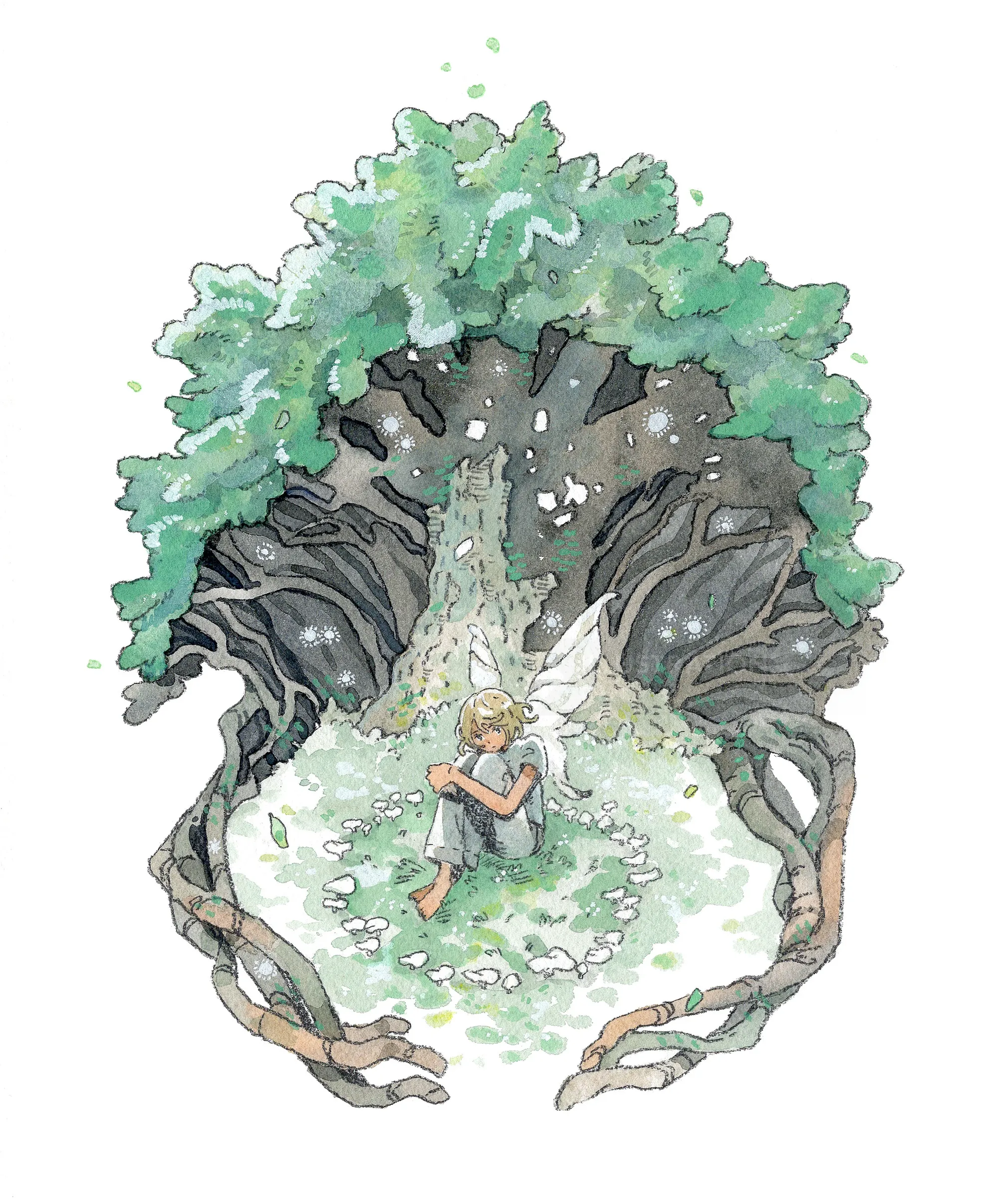 Celestial figure in enchanted fairy ring